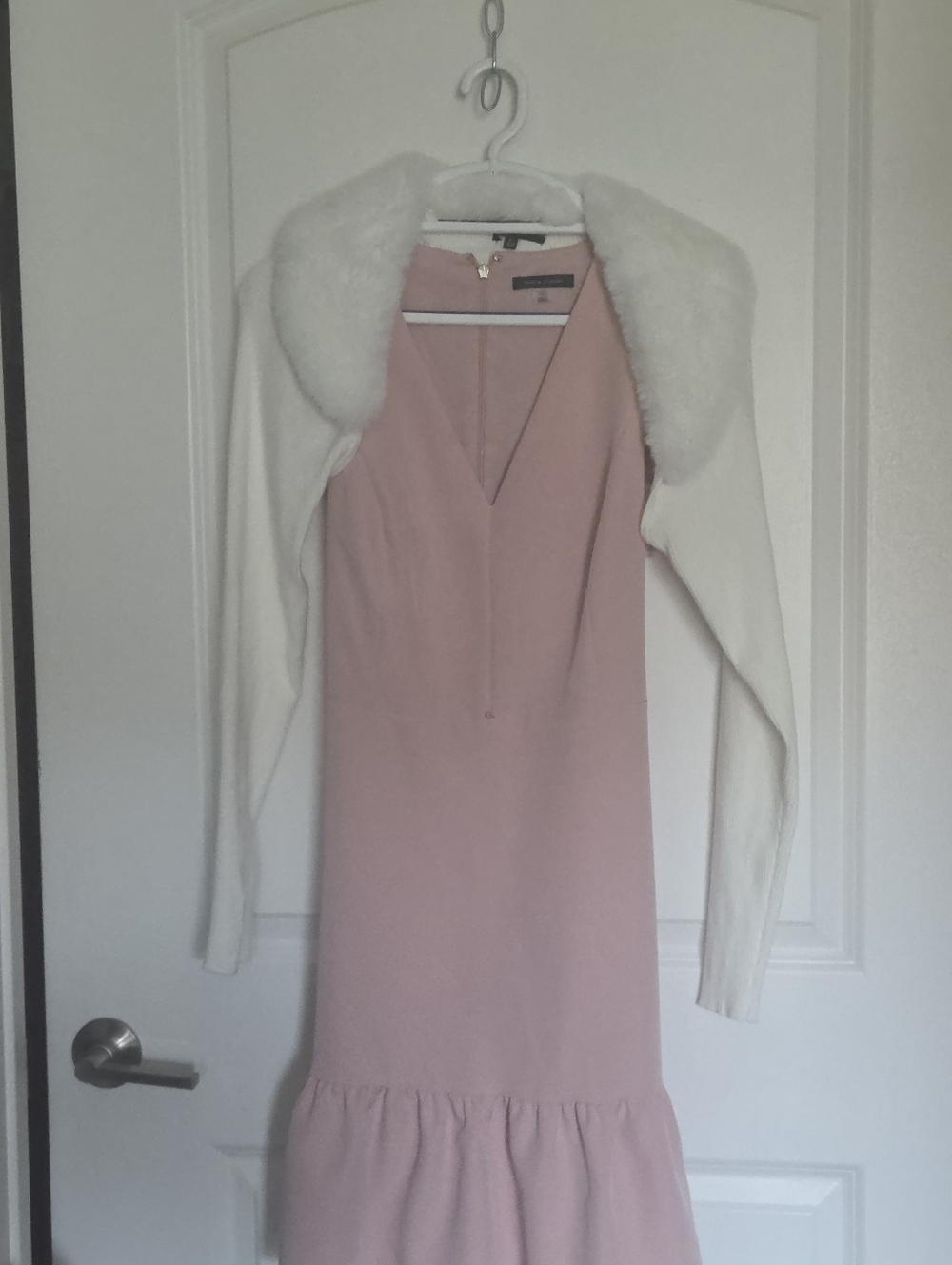 Love Tree White Faux Fur Collar Cropped Cardigan